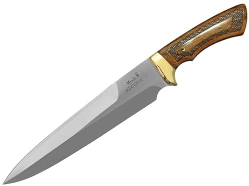 LO TRINCO YO Muela Cuchillo Remate RECOVA hoja de acero Nitro-42 de 23 cm y empuñadura de Madera prensada Haya grabada para Caza, Pesca, Supervivencia y Bushcraft