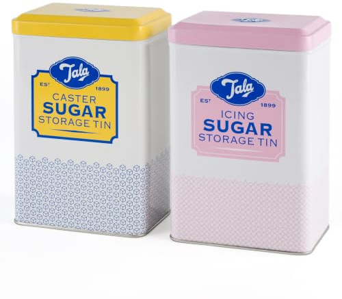 WINSOME Sugar Storage Tin | Metal Icing Sugar Container with Lid (18.5x18.5x19 cm) | Tight-Fit Lid Keeps Sweet Fresh & Clump-Free (Caster & Icing Sugar Storage Container)