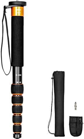 koolehaoda 6-Sezione monopiede, Compact Portable Fotografia lega di alluminio monopiede Stick, Max. Carico 10kg / 22kg, formato pieghevole è solo 38 cm (arancia)