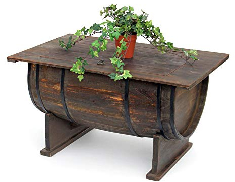 DanDiBo 5084-H Table basse en bois style vintage avec plateau en demi-tonneau 80 cm
