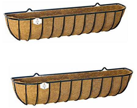 RUDDINGS WOOD Set of 2 x 122cm (48) Large Window Boxes Metal Rectangular Flower Trough Containers - Outdoor Wall Garden Basket Planter Box