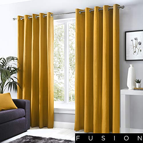 Fusion Sorbonne Vorhänge mit Ösen, 100% Baumwolle, 1 Paar, Ocker, 229 x 137cm