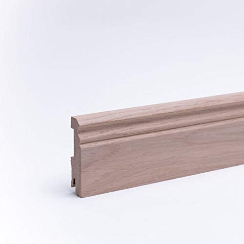 Massivholz - Sockelleiste Berliner Profil 80mm - Eiche - Echtholz Fußleiste - 80 x 20 x 2.400mm Roh