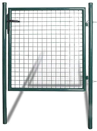 Festnight Portillon de Jardin, Patio Portail en Grillage portillon Cloture Exterieur en Acier Vert foncé 100 x 150 cm