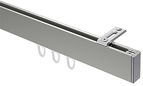 INTERDECO Innenlauf-Gardinenstange eckig 14 x 35 mm, kantige Innenlaufstange aus Metall, Edelstahl-Optik mit Chrom, zur Deckenmontage, Typ 10212816, 100 cm