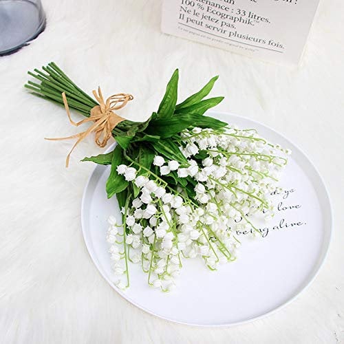 JJ.Accessory Künstliche Maiglöckchen, 6 Stück, lebendige Seidenlilie, Blumenstrauß aus Kunststoff, Blumenstrauß für Hochzeit, Haus, Party, Dekoration
