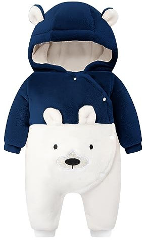 WYTbaby Tute da neve bambino Pile tuta neve Neonato Inverno con Cappuccio Calore Infantile pagliaccetto Tute Neve Outfit per Ragazze Ragazzi 6-9 Mesi
