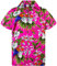 King Kameha Funky Chemise-Hawaienne, Manche-Courte, Cherry-Parrot, Rose, 3XL