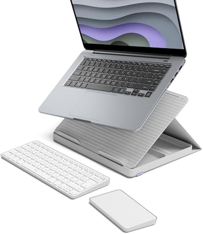 Logitech Casa Pop-Up Desk Laptop Stand (White) | Wireless Keyboard with Touchpad, Bluetooth, USB C, for Tablet, Laptop, Chromebook, MacBook 10-17 Inch, QWERTY UK Layout