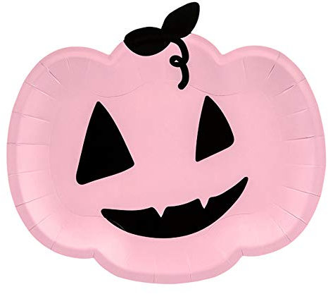 Premium Weddings Halloween Pappteller Kürbis rosa, 6 Stück - Grusel Deko Kürbis Halloween Party Teller