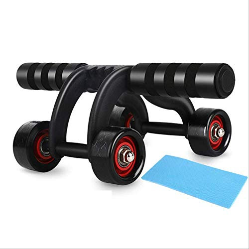 BAJIE Bauch-Roller mit 4 Rädern, Fitnessgerät für Zuhause, Bodybuilding, Bauchmuskeltrainer für Damen und Herren, mit Kniepolster, 33 x 10 cm, Schwarz