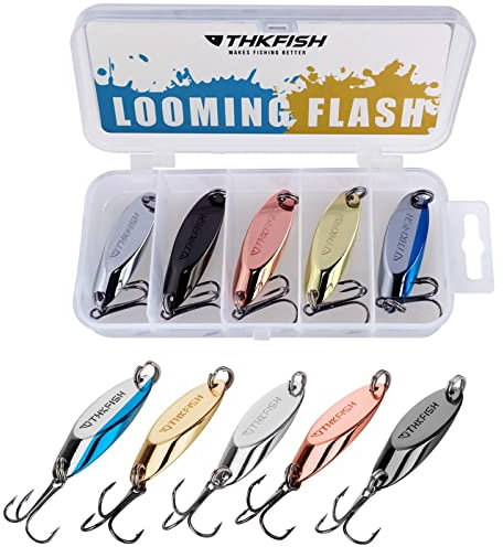 THKFISH Fishing Lures Fishing Spoons Lures Trout Lures for Trout pike bass Crappie Walleye Color C 5.5g(1/5oz) 5pcs