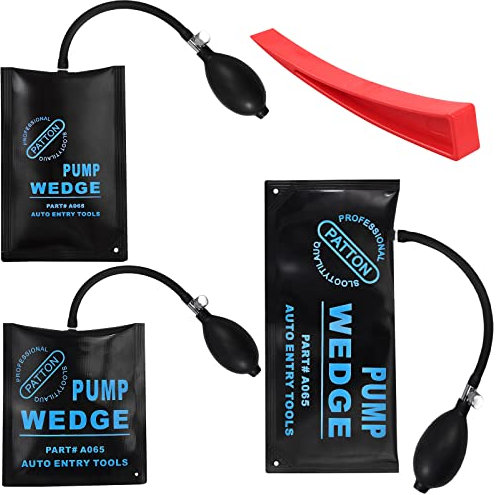 eSynic 3Pack Durable Air Wedge Pump Up Bags 3 Different Sizes Wedge Pump Winbag Alignment Tools load-bearing 150 to 500 pound Air Door Lifting Tools for Door Window Installation etc with Plastic Wedge