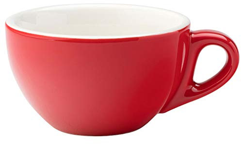 Utopia Barista Cappuccino Red Cup 7oz / 200ml - Case of 6 - Porcelain Coffee Cups
