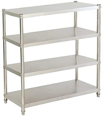 Fetcoi 4-Tier Edelstahlregal Gastro Schwerlastregal sehr stabil Edelstahl Regal Küchenregal Kühlraumregal Reinraum Ebenen bis zu 120x40x150cm
