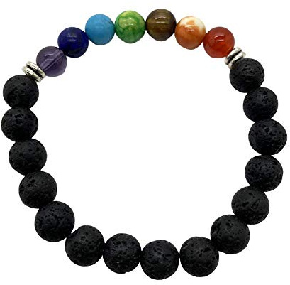 VIE Naturals Chakra-Armband, Edelstein und Legierungsperlen, Stretcharmband