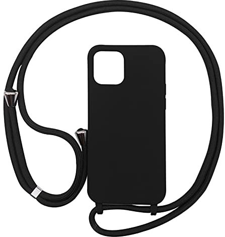 PuYu Zhe Compatible for iPhone 11 Pro Max Case,Silicone Crossbody Cover TPU Shell Adjustable Cord Lanyard Slim Stylish Shockproof Case-Black