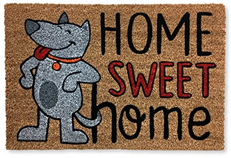koko doormats Fussmatte aussen - Türmatte außen kokosmatte mit antirutsch PVC - Fußmatte lustig Home Sweet Home Hund Design - Outdoor Doormat - Größe: 60 x 40 x 1.5 cm.