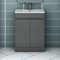 Acezanble 600mm Modern Bathroom Vanity Unit Basin Storage 2 Doors Cabinet Furniture-Grey