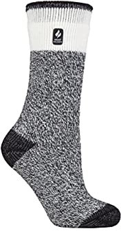 HEAT HOLDERS SOCKSHOP Damen 2.3 TOG Gemustert Thermische Socken Packung 1 Schneeglöckchen Block Twist Schwarz 37-42