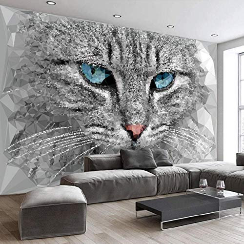 YXTSmurals Papier Peint Panoramique Gris Mignon Animal Chat Papier Peint Intissé 3D Effet Poster Geant Mural Personnalisé 3D Pour Salon Chambre Décoration Murale
