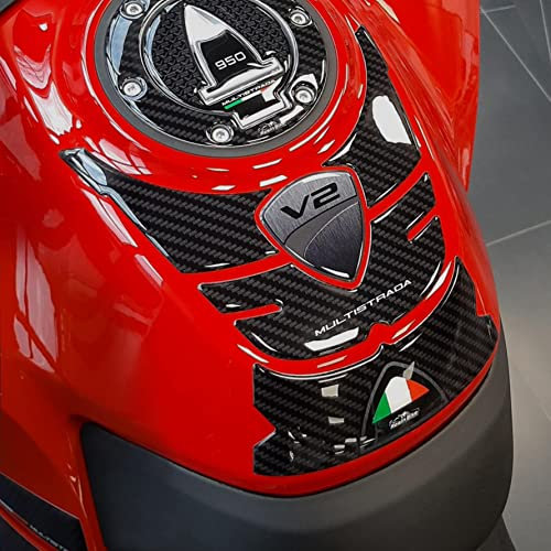 Resin Bike Aufkleber für Motorrad Kompatibel mit Ducati Multistrada 950 V2 und V2S 2022. Tankabdeckung vor Stößen und Kratzern. 3D-Harzklebstoff - Stickers - Made in Italy