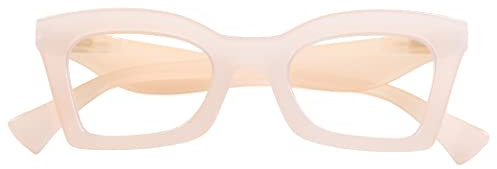 DOOViC Blaulichtfilter Brille Damen ohne Sehstärke Computerbrille mit Beige/Quadratische Rahmen