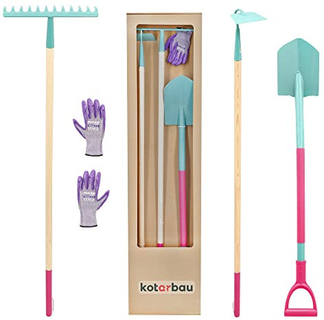 KOTARBAU® Gartenwerkzeug-Set für Damen Hacke Spaten Rechen Handschuhe