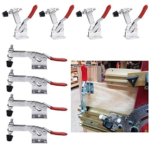 WETARENDA 8 Stk Kniehebelspanner Horizontal Schnellspanner GH-201-B Knebelklemme 90kg/198lbs Fassungsvermögen Toggle Clamp Vertical Waagerecht Kniehebel Spanner für Maschinenbetrieb Zimmerei Schweißen