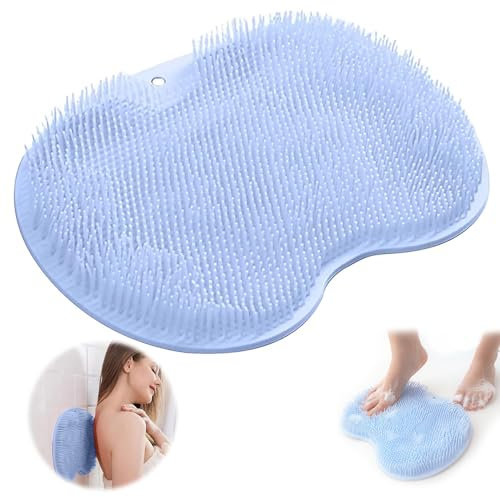 Rutschfestes Silikon Massagepad, Rückenschrubber, Fußbürste und Körperbürste mit Saugnapf Silikon, Fußmassagegerät und Rückenschrubber Wand, Beruhigendes und Entspannendes Pad für Körper, Fußbad