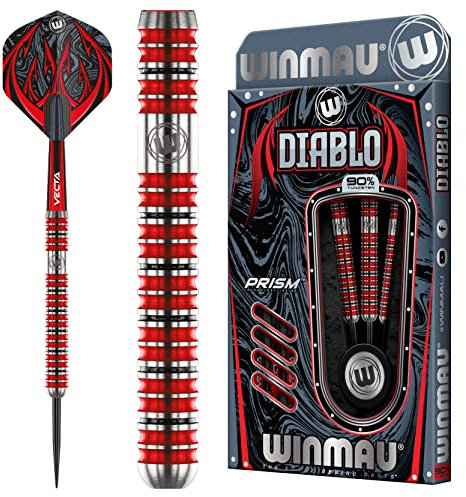 WINMAU Diablo 22 Gramm Profi Stahlspitze Wolfram Dartpfeile mit Flüge und Stiele (Wellen)