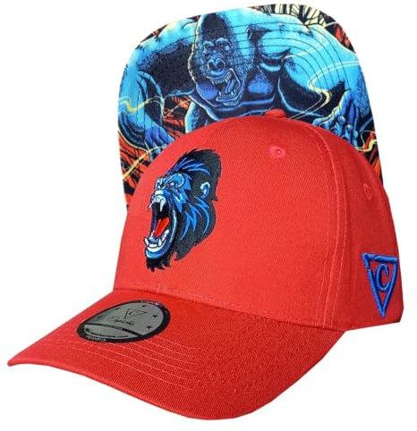 Capiche [99+ Designs] Orange Baseballkappe, Gorilla Curved, Schiebermütze Herren Sommer, Rote Kappe, Terrakotta, Workout, Starke Baseballkappe mit Silberrücken Gorilla