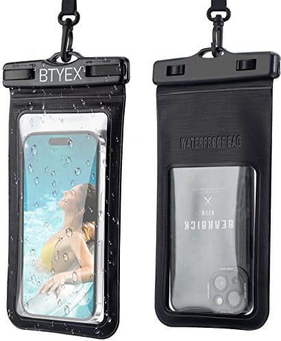BTYEX Universal Waterproof Phone Pouch Cellphone Dry Bag Case with Lanyard for iPhone 15 14 13 12 Pro Max Xs Max XR X 8 7 6S Plus SE, Galaxy S22 S21 S20, HUAWEI P50 up to 7.0’’ Black