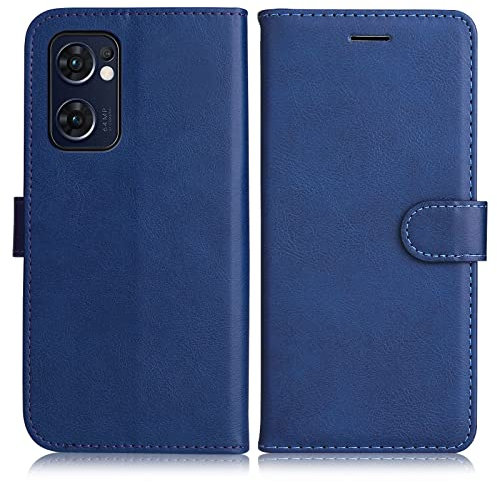 DENDICO Coque pour Oppo Find X5 Lite 5G, PU en Cuir Coque Portefeuille Étui Housse, Design Classique TPU Coque pour Oppo Find X5 Lite 5G, Bleu Marin