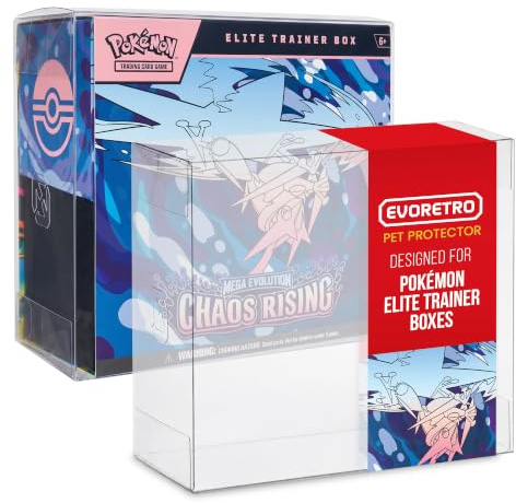 EVORETRO Plastic Display Case for Pokemon ETB - 5-Pack - Pokemon ETB Case Protectors for Elite Trainer Boxes Like Paldean Fates, 0.50mm Archival Grade Clear Plastic, Soft Crease, Easy to Assemble