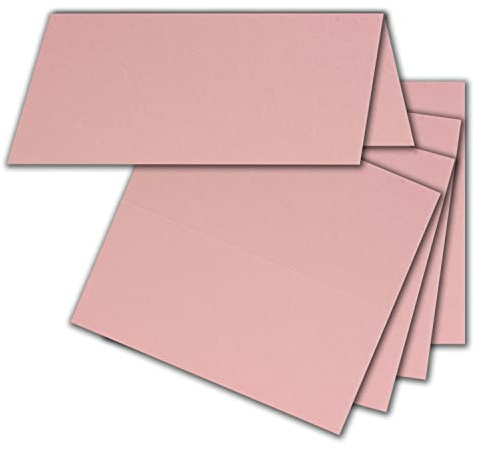 FarbenFroh by GUSTAV NEUSER Lot de 50 cartes de table, vieux rose, 4,5 x 10 cm, vierges, doubles, cartes de place et cartes de nom, pour mariage et fêtes