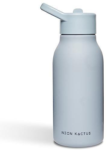 Neon Kactus Tritan Kinderflasche | Kinder Wasserflasche für Schule, Reisen, Sport | Jungen & Mädchen Trinkflasche mit Strohhalmdeckel und Griff | Super Sonic 340 ml