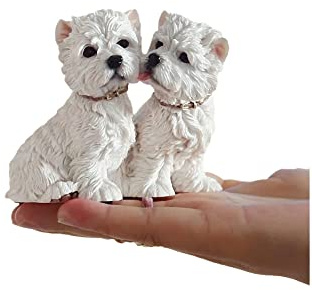 TALKLEK 8,9 cm große Hundestatue, Skulptur, lebensechte realistische Kunstharzfigur West Highland White Terrier, Westie-Hunde-Skulptur, Auto-Dekoration, Heimdekoration, Sammlerstück, Westie-Dekor