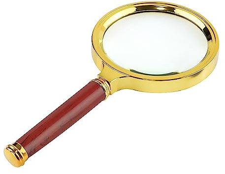Handlupe mit Holzgriff, 10-fache Lupe, Lesen, Zeitung, Schmuck, Bewertung, bruchsichere Lupe, 80 mm
