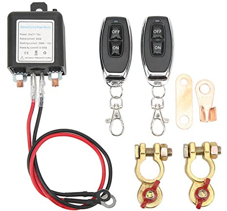 Car Battery Isolator Switch 12V, Vehicle Battery Disconnect Switch with Remote Control Emergency Power Kill Switch Car Battery Cut Off Switch, for Auto RV Marine Boat ATV