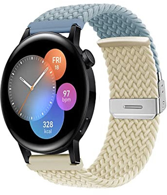 KUWAI Armband für Huawei Watch GT2 42mm Armband Elastisches Nylon Gewebe Armband für Huawei Watch GT 2 42mm Band Einstellbar Clips aus Rostfreiem Stahl Band für Huawei Watch GT2 42mm Armband (D)