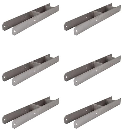 MEIN GARTEN VERSAND 6 x H-Anker Pfostenträger/H-Pfostenhalter 9x9x60 cm zum Einbetonieren aus Edelstahl günstig im Aktions Set