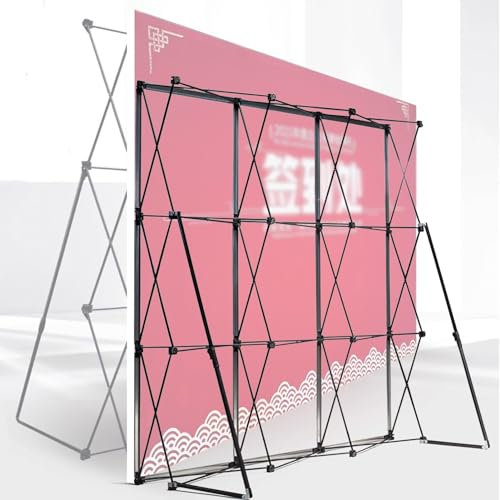XILYZMO Poster Sign Stand, Kt Board Background Advertising Rack, Menu Notice Display Stand Holder, ABS Connector Wire Mesh Folding Notice Stand For Wedding Show (Color : Black, Size : 209x120in)