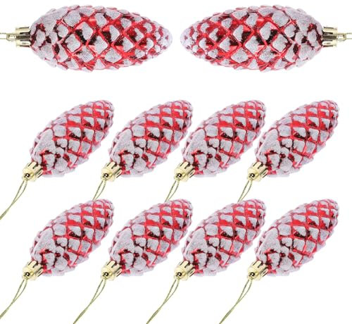 Veemoon 10 Stück Tannenzapfen Weihnachtsbaumschmuck Glitzernde Tannenzapfen-Hängedekorationen Hängende Herbstdekorationen Bemalte Tannenzapfen-Ornamente Für Weihnachtsbaumdekorationen