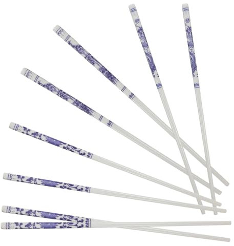 Zerodeko 5 Pairs Porcelain Chopsticks - Reusable Japanese Chopsticks, Chinese Style for Home and Restaurant Dining or Special Occasions Pattern
