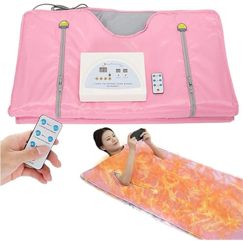 Dremdo Fern-Infrarot Sauna Decke 2-Zone Digital Oxford Sauna Heizung Decke Körper Shaper, Gewichtsverlust Körper Shaper Anti Altern Schönheit Maschine,Rosa