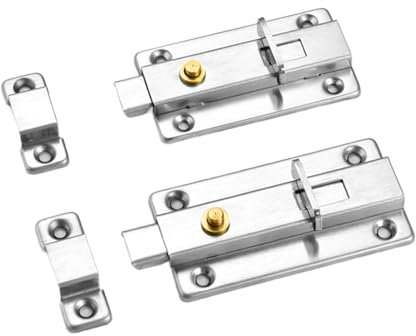 2pcs Bolt Lock Sliding Door Lock for Bathroom Door 4 Inch Door Bolts for Internal Doors 100mm Door Lock Bolt Flat Slide Door Bolt with Screws Sliding Door Latch Bedroom Automatic Spring Door Buckle