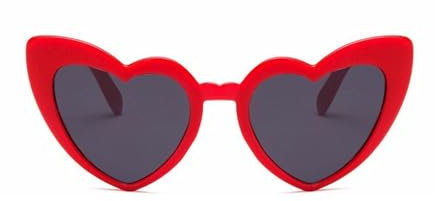 Herz Sonnenbrille Rot,Vintage Herzform Party Sonnenbrille Personalisiert Herzbrillen Bride Accessoires,UV400 Schutz Damen Heart Sunglasses für Hochzeit,Junggesellinnenabschied,Festival (1 Rot)