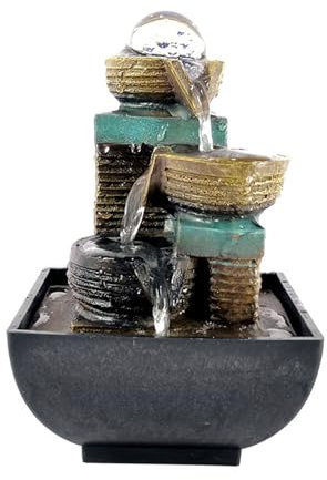 NISMIA D,13 * 13 * 18cm, Fontaine décorative Zen, Fontaine d'intérieur en Cascade, élégante et relaxante, idéale pour la méditation et la détente
