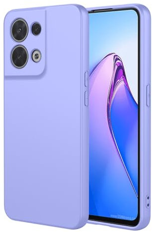 UPLAI Coque pour Oppo Reno8 5G (Reno 8 5G), Très Mince Soyeux Toucher Silicone Liquide Antichoc Housse avec Prime Doublure Fibre, Souple TPU Élégant Étui. Violet